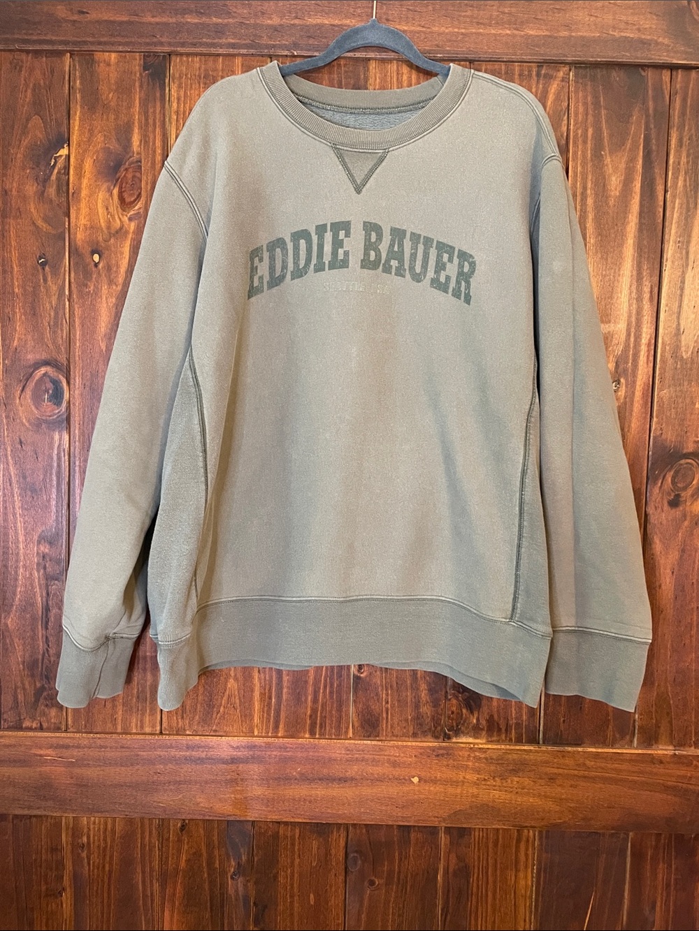 Vintage Eddie Bauer Olive Green Crewneck Sweatshirt with Chest Logo